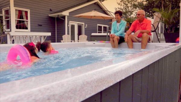 swim spa with grandparents